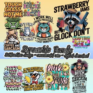 Lot sarcastique PNG | 12+ graphismes impertinents et spirituels | Des designs numériques audacieux et pleins d&#39;humour pour la sublimation et l&#39;artisanat