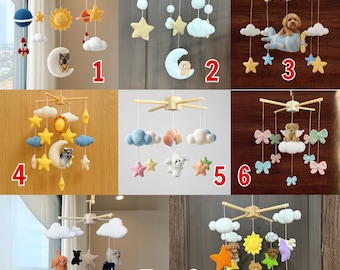 Mobile personnalisé pour bébé chien, décoration personnalisée pour chambre de bébé, mobile pour chambre de bébé neutre, mobile pour lit de bébé, cadeaux pour nouvelle maman, cadeaux première maman, cadeaux de Noël