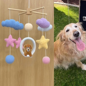 Custom Baby Mobile, Custom Crochet Dog, Custom Portrait Dog, Custom Nursery Mobile, Nursery Worker Gift, New Baby Gift, First Baby Christmas