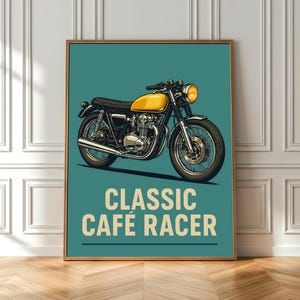 Classic Café Racer Wall Art - Vintage Motorcycle Poster, Retro Garage Decor, A2 Digital Download