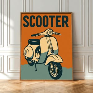 Scooter Printable Art | Retro Moped | Digital Download for Garage, Cafe, or Living Room