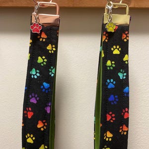 Rainbow Paw Print Key Fob Wristlet | Cute Keychain for Pet Owners
