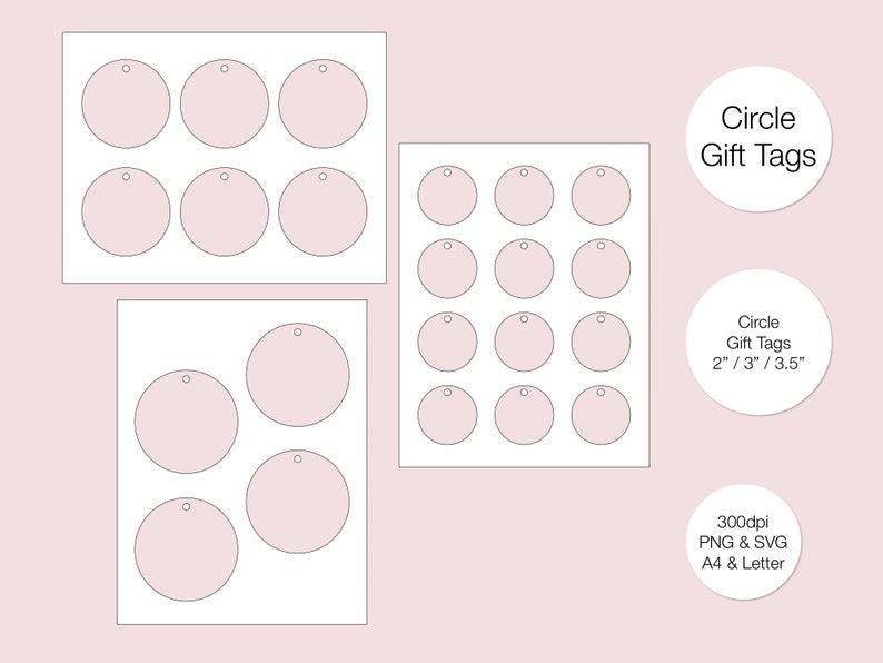 Circle Gift Tag Templates PNG and SVG Digital Download | Etsy