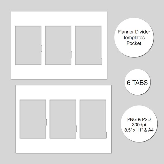 pocket planner divider template 6 tabs psd png instant etsy planner divider template