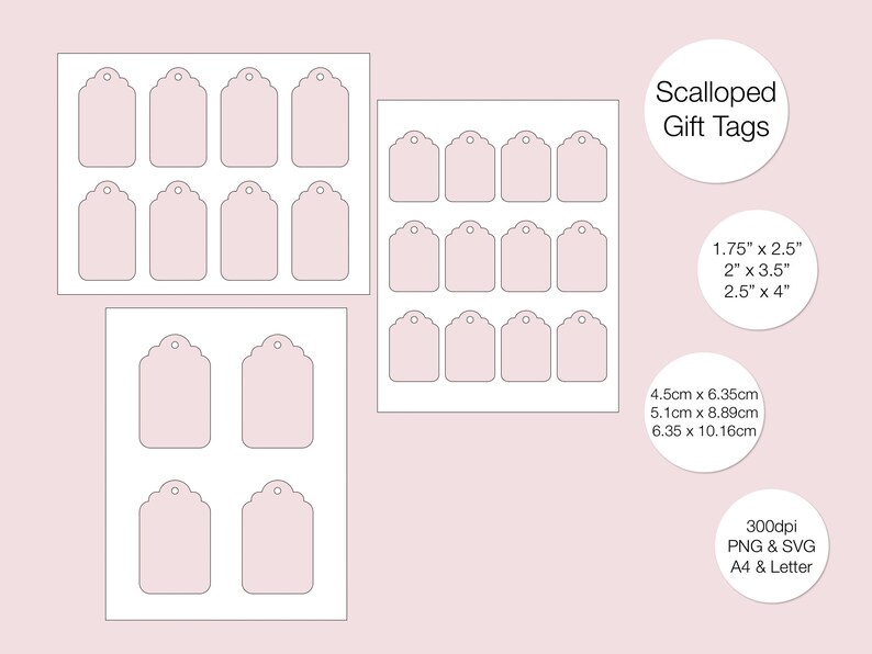 Scalloped Gift Tag Templates PNG and SVG Digital Download Etsy