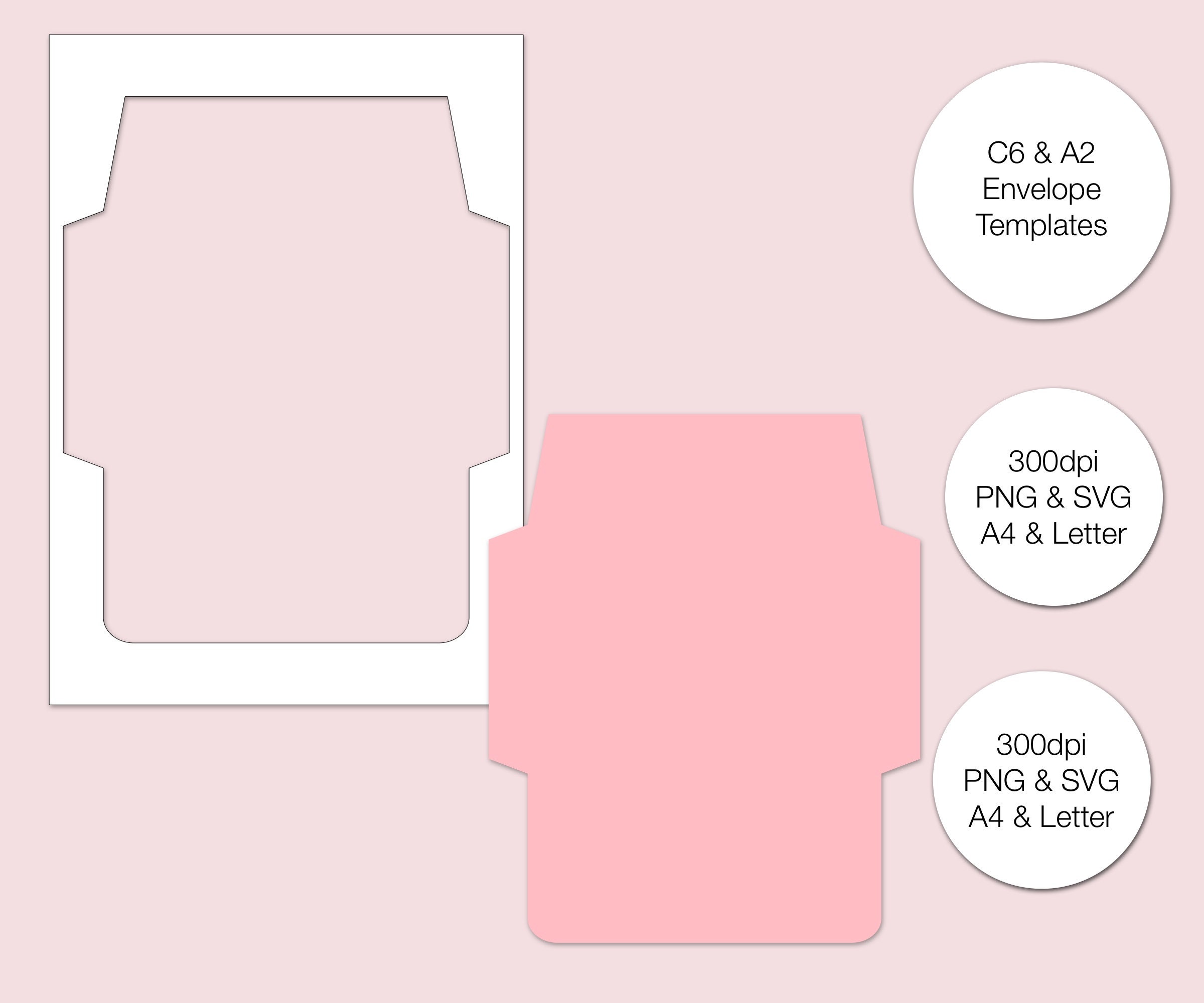 Envelope Templates A2 and C6 PNG & SVG Digital Download Etsy UK