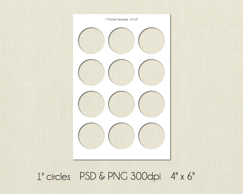 1 Inch Circles Bottle Cap Digital Template 4x6 PSD and PNG Etsy