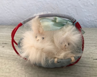 Vintage Fur Dogs in basket