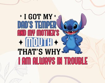 Dad's Temper, Mom's Mouth T-Shirt Design (PNG)