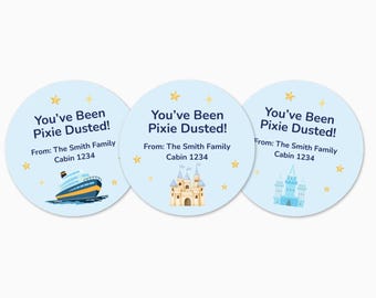 Personalized Cruise Gift Stickers: Pixie Dust Labels, Fish Extender Gifts