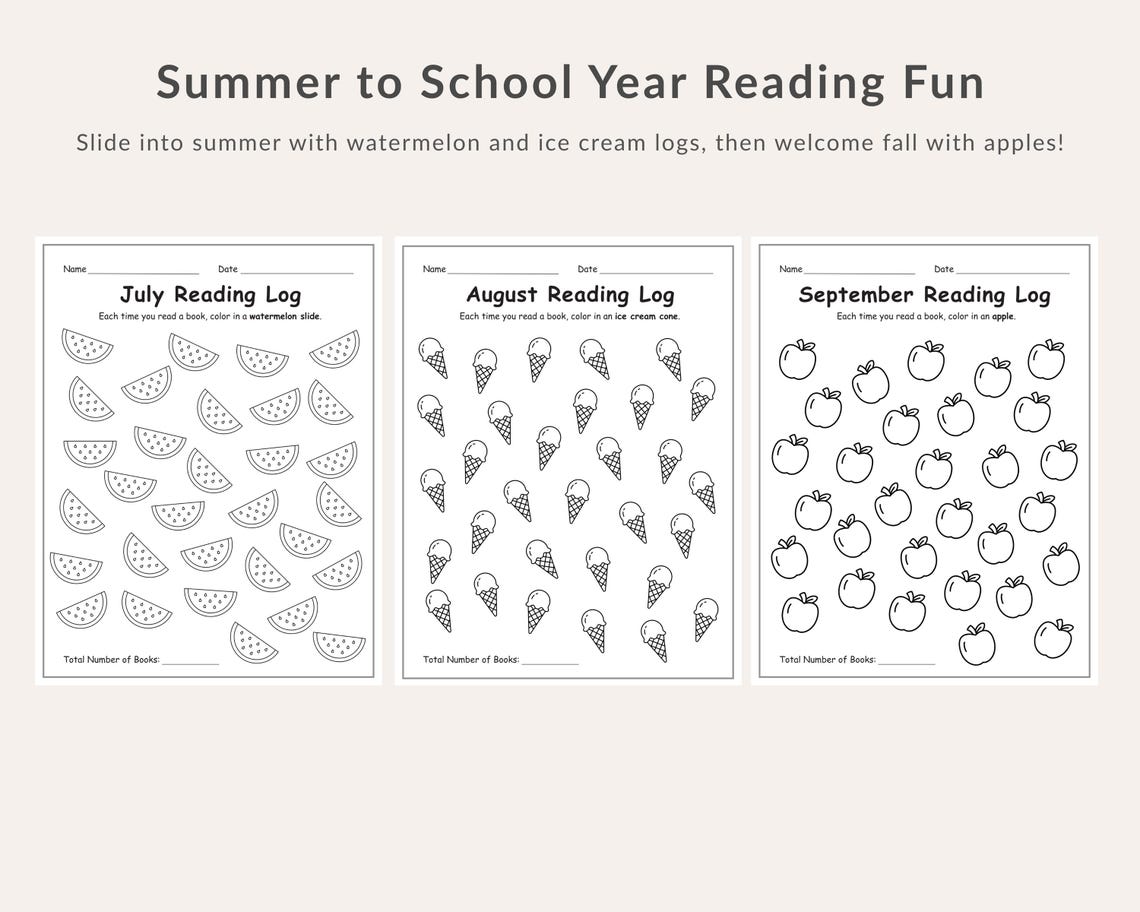 12-month Kids Reading Log Printable, Fun Monthly Book Tracker PDF ...