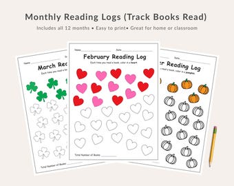 Kids Reading Log Printable: Monthly Book Tracker with Seasonal Icons (PDF)