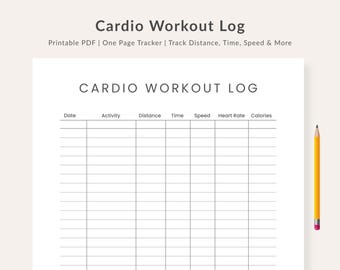 Cardio Workout Log Printable: Fitness Tracker PDF (Instant Download, Multiple Sizes)