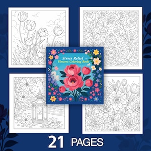 flowers coloring pages, , coloring sheets stress relief /  / printable flower coloring pages for kids and adult / digital download