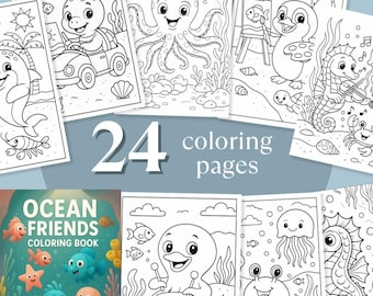Ocean Friends Coloring Book: 24 Fun Sea Creature Pages (Printable PDF)