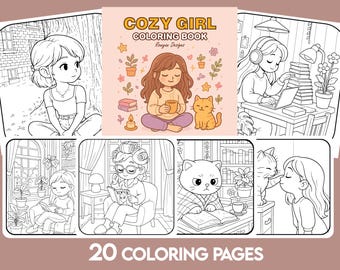 Libro da colorare "Cozy Girl" / 20 pagine rilassanti (download digitale)