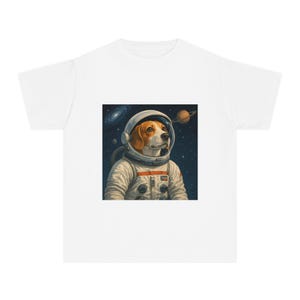 Dog Astronaut Youth Tee, Space Kids T-Shirt, Astronaut Dog Shirt, Cute Animal Graphic Tee, Kids Outer Space Shirt