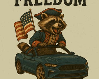 Patriotic Raccoon 4th of July PNG, Funny USA Design (Digital Download)