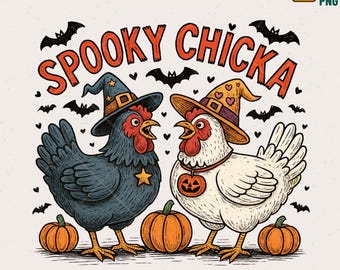 Funny Witch Chicken PNG, Halloween Chicka Clipart