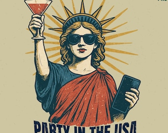 Party in the USA PNG, Patriotic Statue of Liberty Design (Digital Download)