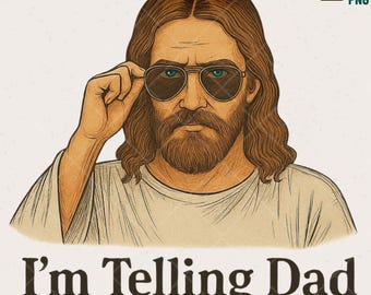 Imagen PNG divertida de Jesús / Meme cristiano "Se lo voy a contar a papá" (Descarga digital)