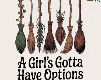 Retro Witches PNG, Halloween Broom Clipart, Spooky Season Design