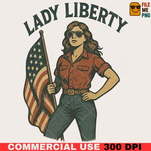 Lady Liberty PNG, Vintage Americana, 4th of July (Digital Download)