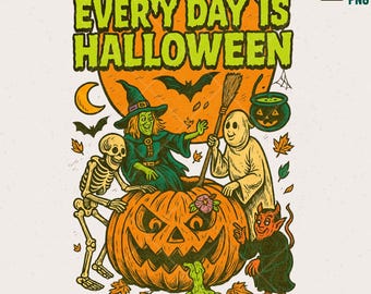 Retro Halloween PNG Clipart – Spooky Season Design (Digital Download)