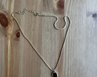 Rectangle black pendant necklace with 18 inch stainless steel chain