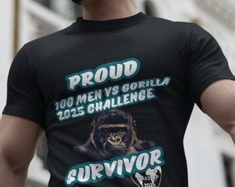 Funny Gorilla vs 100 Men T-Shirt | Meme Battle Tee | Viral Humor Shirt for Men & Women | Sarcastic Animal Fight Shirt