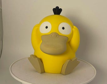 Handmade Psyduck Figure: 3D Printed PLA, Kawaii Desk Decor