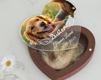 Custom Pet Memorial Keepsake Box: Photo, Fur & Tooth Storage