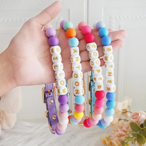 Collar para perro con pulsera de la amistad con cuentas: 7 colores, tallas XS-XXL, regalo perfecto para perros, hebilla de cuero resistente, disfraz de bailarina para perro