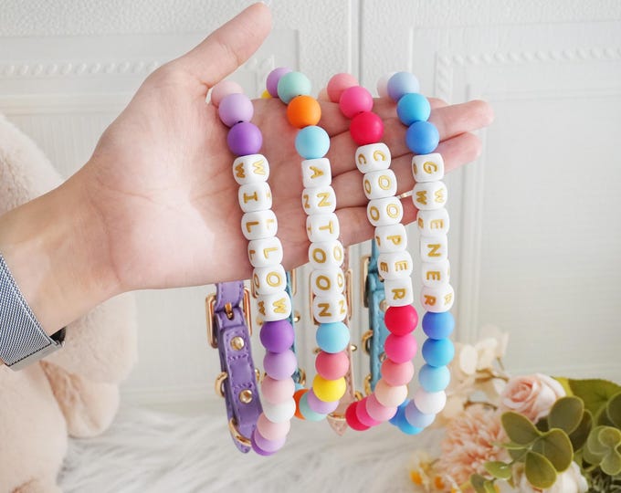 Collar para perro con pulsera de la amistad con cuentas: 7 colores, tallas XS-XXL, regalo perfecto para perros, hebilla de cuero resistente, disfraz de bailarina para perro