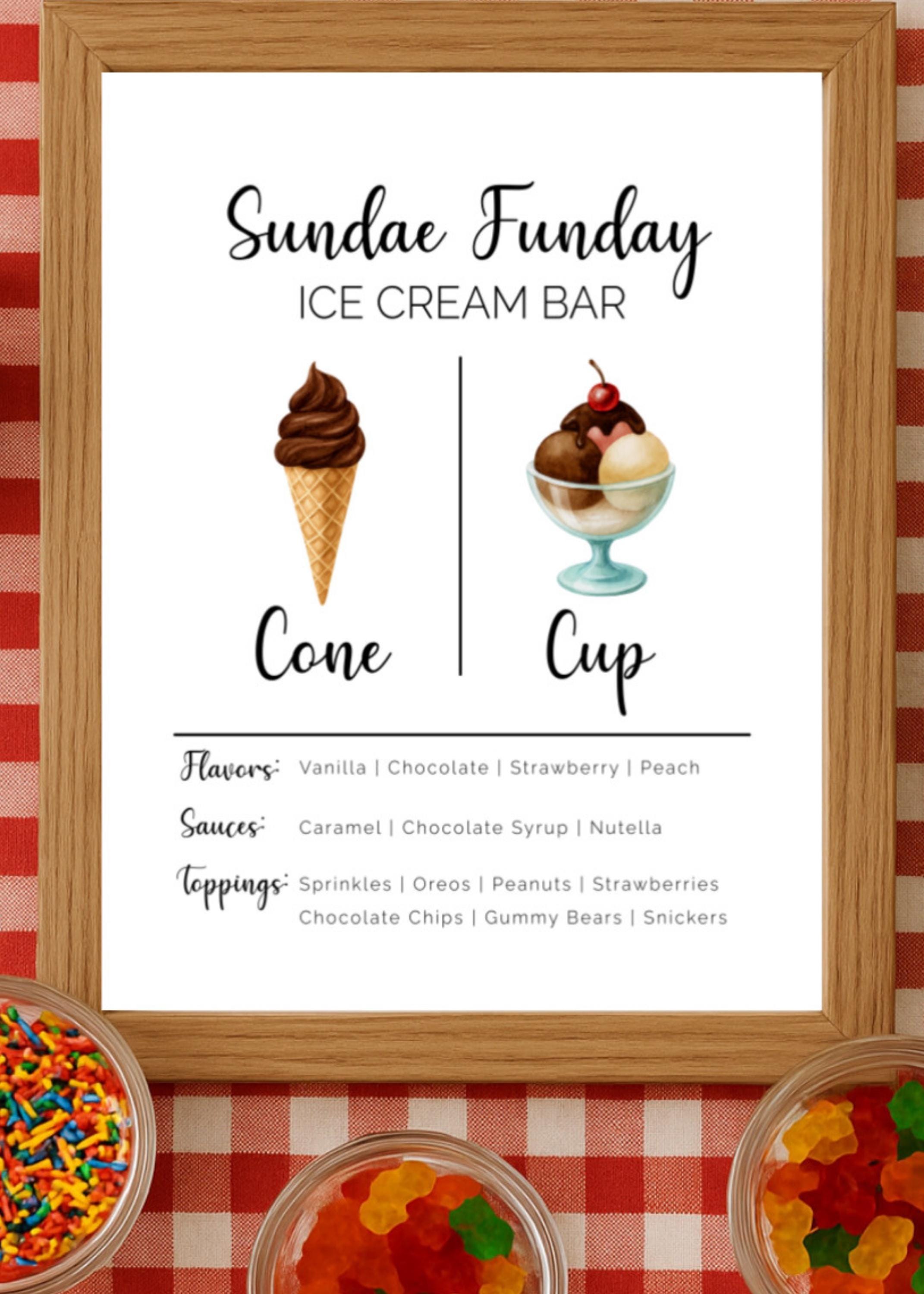 Ice Cream Bar Menu Sign Template: Editable Sundae Party Decor (digital ...