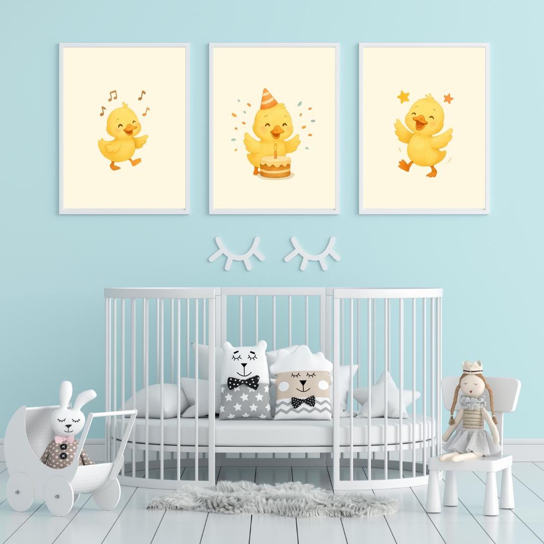 Set of 3 Happy Ducks Nursery Wall Art | Duck Nursery Printable Art ...