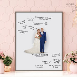 Hochzeitsgästebuch Alternative, Hochzeit Poster, Hochzeitsdeko, Gästebuch, Paarportrait, Braut und Bräutigam, Illustration
