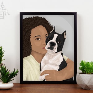 Two Subject Family Portrait, Pet Owner Custom Portrait, Couples Portrait, Gift for Families, Anniversary Gift