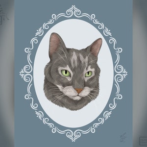 Custom Cameo Pet Portrait, Gift for Pet Lover, Memorial Portrait, Personalized Pet Print image 5