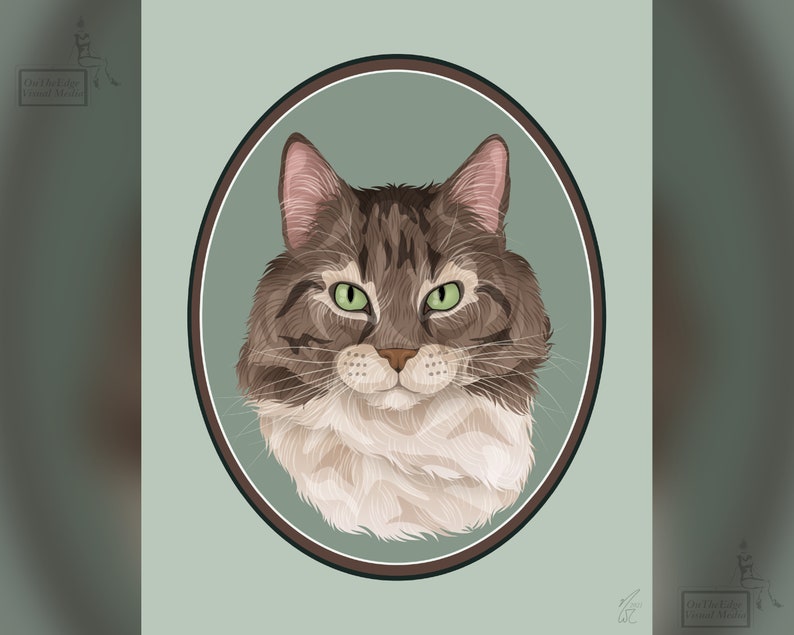 Custom Cameo Pet Portrait, Gift for Pet Lover, Memorial Portrait, Personalized Pet Print image 6