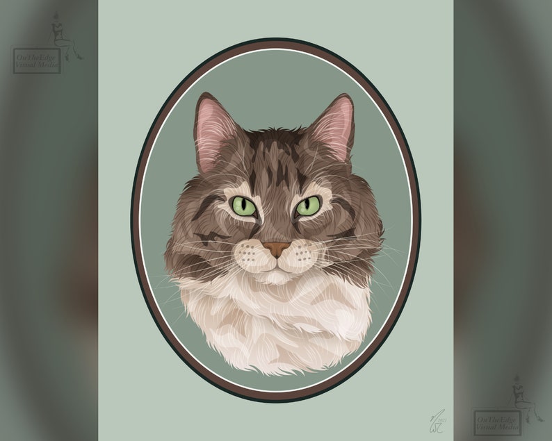 Custom Cameo Pet Portrait, Gift for Pet Lover, Memorial Portrait, Personalized Pet Print image 7
