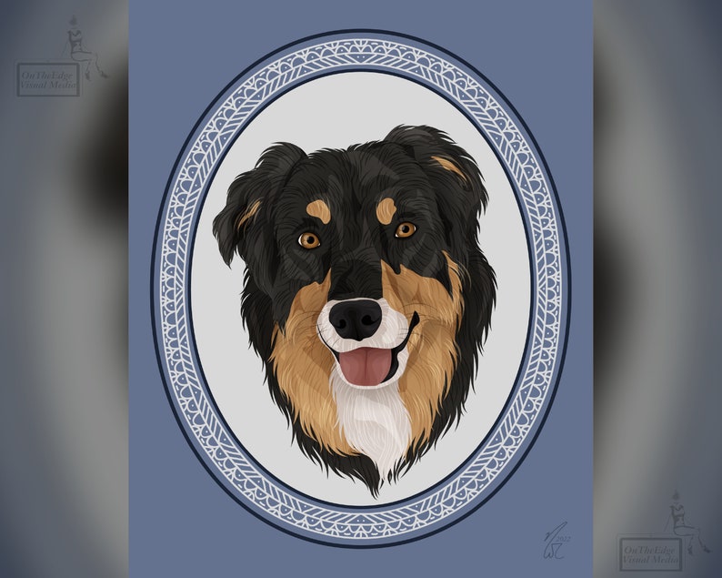 Custom Cameo Pet Portrait, Gift for Pet Lover, Memorial Portrait, Personalized Pet Print image 5