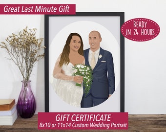 Custom Wedding Portrait Gift Certificate, Last Minute Gift, Printable Gift