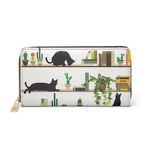 Chic Cat Lovers Zipper Wallet, Stylish Cat Wallet for Pet Owners, Cute Wallet for Cat Lovers, Gifts for Cat Moms, Eco-friendly Wallet