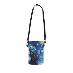 Portefeuille pour téléphone portable avec chat artistique | Sac à bandoulière élégant pour les amoureux des animaux | Parfait pour les cadeaux, les festivals et un usage quotidien