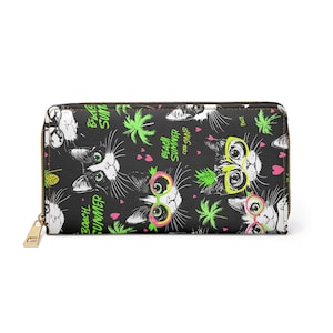 Spaß Katze Reißverschluss Brieftasche, süßes Katzengeschenk, Sommer Accessoires, Katzenliebhaber Geldbörse, einzigartige Brieftasche für sie, trendige Reisebrieftasche