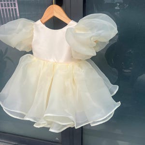 Baby Girl Puff Sleeve Pink Dress , White Boho Flower girl dress , White Organza flower girl dress flower girl dress, Rustic Girl dress
