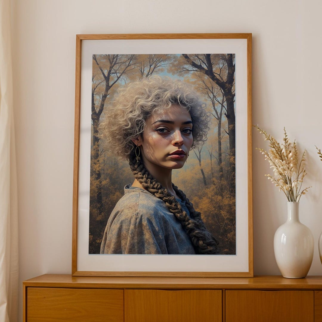 Rustic Woman Face Printable Rustic Woman Wall Art, Natural Beauty Boho Decor, Digital ...