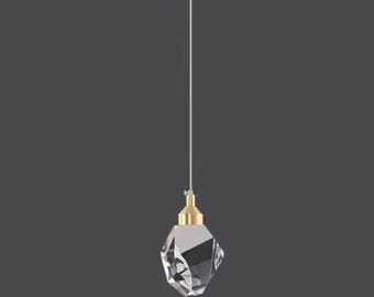 Luxury Crystal Linear Pendant Light: Modern Minimalist LED Hanging Lamp