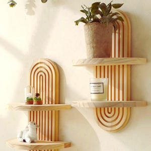 Boho Style Wooden Wall Shelves